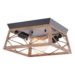 HMVPL Industrial Close to Ceiling Light Fixture, Farmhouse Flush Mount Ceiling Lamp Lighting 2-L ...