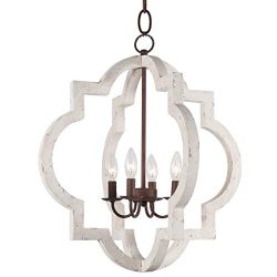 Vintage Wooden Iron Chandeliers Pendant Lamp 10360 4-Light Metal and Wood Orb Chandelier Hanging ...