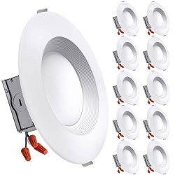 Freelicht 10 Pack 5/6 Inch Slim LED Downlight with Junction Box, 15W=110W, 1200 LM, Dimmable, 30 ...