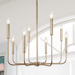 LALUZ A03225 Champagne Gold 8-Light High End Modern Chandelier for Dining, Bedroom, Living Room  ...