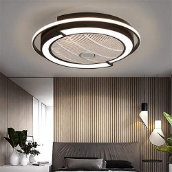 Ceiling Fan with Lights Modern LED Remote Control Dimmable Hidden Blade Low Profile Semi Flush M ...