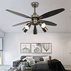 Modern Black Ceiling Fan With 5 Rotatable Light Set, Remote Control, Indoor Quiet Fan Chandelier ...