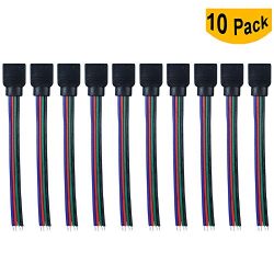 RGB LED Strip Connector 4 Pin – 10mm Solderless LED Female Connector with 5.9 inch / 15cm  ...