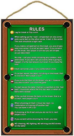 SJT ENTERPRISES, INC. Billiards/Pool Table Rules 10″ x 16″ Wood Plaque Sign (SJT28360)