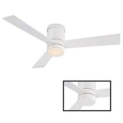 Axis Indoor/Outdoor 3-Blade Smart Flush Mount Ceiling Fan 52in Matte White with 2700K LED Light  ...