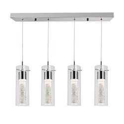 Hykolity 4-Light Pendant Ceiling Fixture, Integrated LED Kitchen Lighting, 26W (150 Watt Equival ...