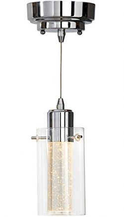 Polished Bubble Glass Single Hanging Pendant Light Fixture | Glass Surrounded LED Lighting Fixtu ...