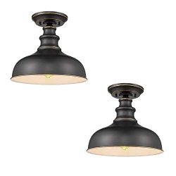 Zeyu Vintage Semi Flush Mount Ceiling Light 2 Pack, Indoor Industrial Semi-Flush Ceiling Lamp in ...