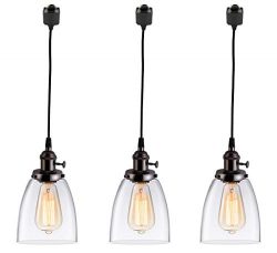 KIVEN 3-Lights H-Type Track Lighting Pendants, Dimmable Pendant Lights Oil-Rubbed Bronze Hanging ...