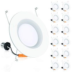 Freelicht 12 Pack 5/6 Inch LED Recessed Lighting, Retrofit Downlight with Baffle Trim, Dimmable, ...