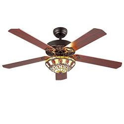 Tengchang 52″ Tiffany Ceiling Fan Light LED Chandeliers Lamp Home Lighting Decor Remote