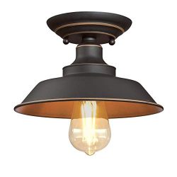 Westinghouse Lighting 6370100 Iron Hill 9-Inch, One-Light Indoor Semi Flush Mount Ceiling Light, ...