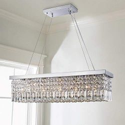 Saint Mossi Modern K9 Crystal Rectangle Raindrop Chandelier Lighting Flush Mount LED Ceiling Lig ...